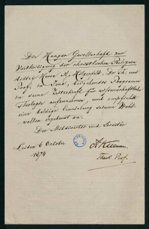 Brief 3: 6. October 1874