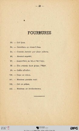 Fourrures (Nr. 93-103)