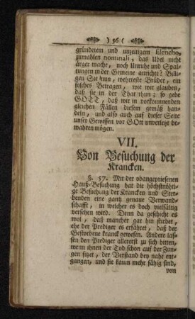 VII. Von Besuchung der Krancken.