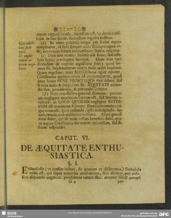 Caput VI. De Aequitate Enthusiastica