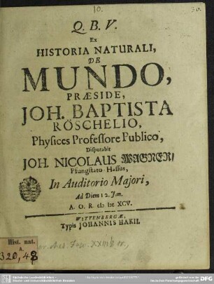 Ex historia naturali: de mundo