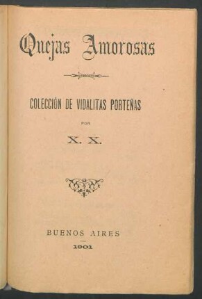Quejas amorosas : colección de vidalitas porteñas