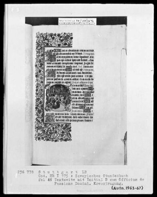 Liber horarum — Initiale D (omine labia) mit Kreuztragung, Folio 46recto