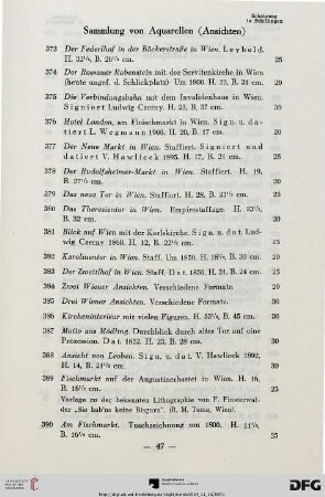 Sammlung von Aquarellen (Ansichten) (Nr. 373-390)