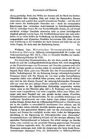 Laur, Wolfgang :: Historisches Ortsnamenlexikon von Schleswig-Holstein, (Gottorfer Schriften zur Landeskunde Schleswig-Holsteins, 8) : Schleswig, Arbeitsgemeinschaft für Landes- und Volkstumsforschung, 1967