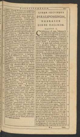 Liber Secvndvs Paralipomenon, Hebraice Dibre Haiamim.