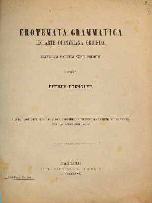 Erotemata grammatica ex arte dionysiana oriunda