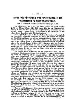 Über die Stellung der Mittelschule im staatlichen Schulorganismus