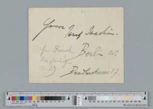 Briefumschlag an Joseph Joachim