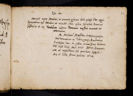 Mästlin, Michael. [Tübingen?] 6.7.1614.