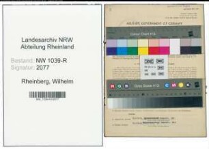 Entnazifizierung Wilhelm Rheinberg , geb. 05.06.1909 (Kaufmann)