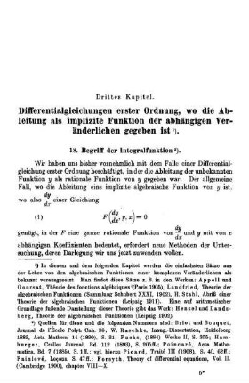 Drittes Kapitel. Differentialgleichungen erster Ordnung, wo die Ableitung als implizite Funktion der abhängigen Veränderlichen gegeben ist