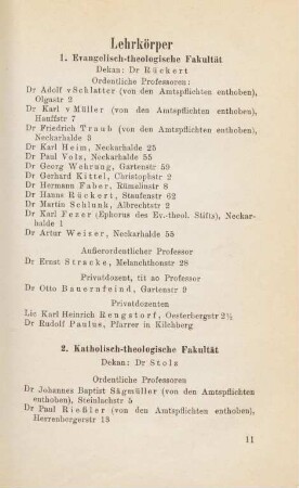 11-19, Lehrkörper