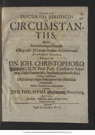 Discursus Iuridicus De Circumstantiis