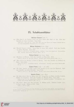 IX. Schabkunstblätter (Nr. 205 - 223)