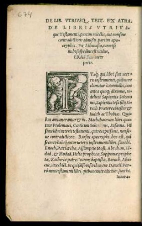 De Libris Utriusque Testamenti, partim reiectis, aut non sine contradictione admißis, partim apocryphis ...