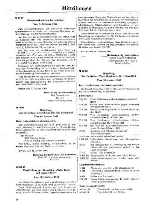 Mitteilung des Deutschen Zentralinstituts für Lehrmittel : 21/62 vom 16. Januar 1962 ; [Mitteilungen]