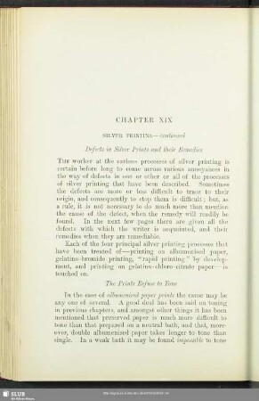 Chapter XIX Silver Printing – continued