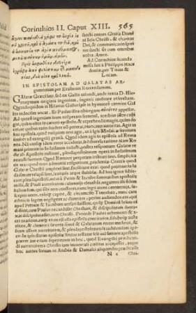 In Epistolam Ad Galatas Argumentum ...