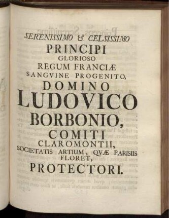 Serenissimo & Celissimo Principi Glorioso