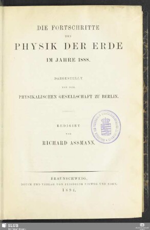 44.1888(1894): Die Fortschritte der Physik : dargest. von d. Physikalischen Gesellschaft zu Berlin