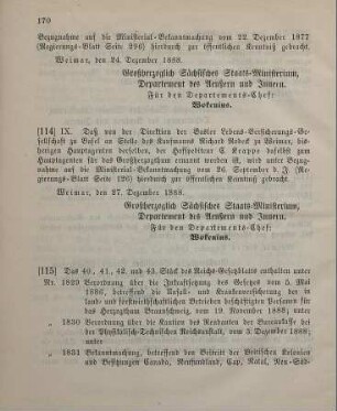 114. Ministerial-Bekanntmachung, den Wechsel in der Hauptagentur der Basler Lebens-Versicherungs-Gesellschaft zu Basel betreffend