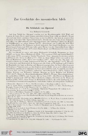 70: Zur Geschichte des nassauischen Adels, [4], Die Schönhals von Alpenrod