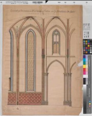 Velen (Velen) Entwurf zur Dekoration der Pfarrkirche 2.H. 19.Jh. o.M. 76 x 56,5 kol. Zeichnung A. Brinkmann, Dekorationsmaler Landsberg-Velen Nr. 591a