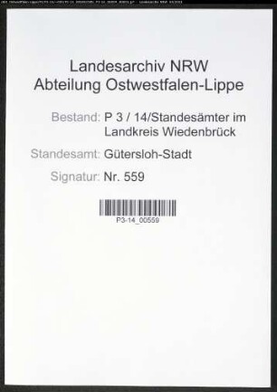 Heiratsregister Standesamt Gütersloh-Stadt
