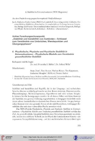 6. Physikalische, Physische und Psychische Stabilität in Extremsituationen – Physikalische Modelle zum Verständnis gesundheitlicher Stabilität