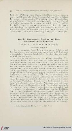 Von den brechbarsten Strahlen und ihrer photographischen Aufnahme