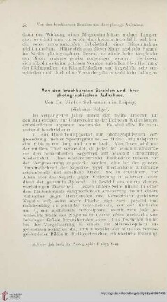 Von den brechbarsten Strahlen und ihrer photographischen Aufnahme