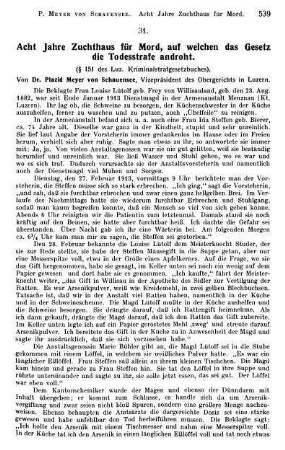 539-542, Acht Jahre Zuchthaus für Mord, auf welchen das Gesetz die Todesstrafe androht