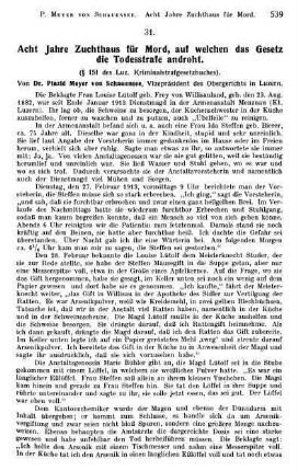 539-542, Acht Jahre Zuchthaus für Mord, auf welchen das Gesetz die Todesstrafe androht