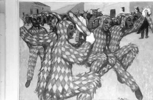 Freiburg: Ausstellung Stadthalle, Gemälde von Rudolf Riester, Waldkircher Narren