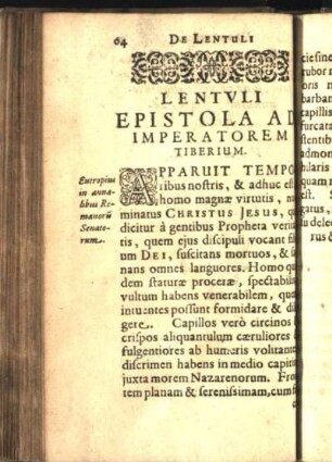 Lentvli Epistola Ad Imperatorem Tiberium