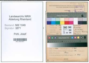 Entnazifizierung Josef Pohl , geb. 25.10.1909 (Kaufmann)