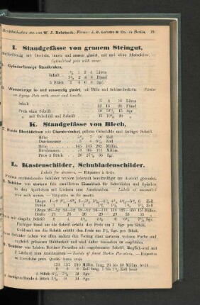 K. Standgefässe von Blech.