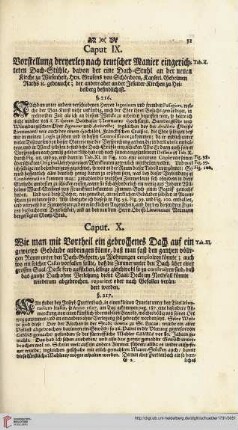 Caput IX: Vorstellung dreyerley nach teutscher Manier eingerichteten Dach-Stuehle [...]