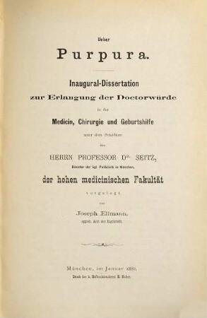 Ueber Purpura : Inaugural-Dissertation