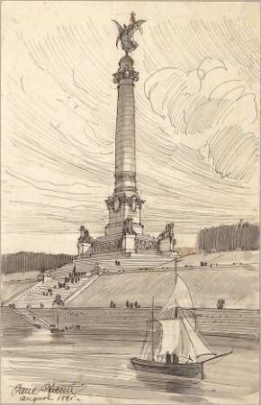 Pfann, Paul; Perspektivische Zeichnungen - Monumentale Säule mit Statue (Perspektive)