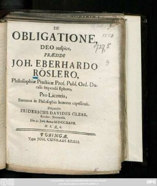 De Obligatione, Deo auspice