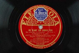 So klag' ich ihren Tod : aus "Orpheus und Eurydike" / Gluck