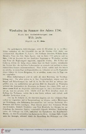 21: Wiesbaden im Sommer des Jahres 1796 : nach Aufzeichnungen des Wilh. Lautz