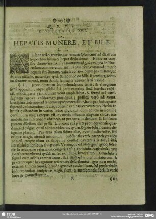 Dissertatio XVII. De Hepatis Munere, Et Bile