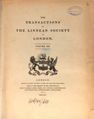 The transactions of the Linnean Society of London. 19, 19. 1842/45