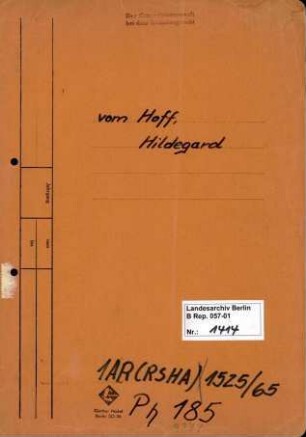 Personenheft Hildegard vom Hoff geb. Kunze (*01.01.1926), Kanzleiangestellte