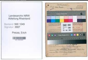 Entnazifizierung Erich Preuss , geb. 24.09.1896 (Technischer Angestellter)
