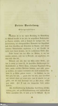 Dritte Vorlesung. Ethnographisches