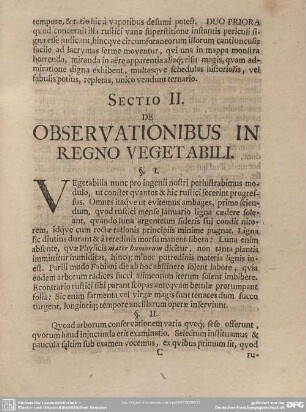 SECTIO II. DE OBSERVATIONIBUS in REGNO VEGETABILI. §. I. - §. VII.
